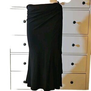 Donna Karan Collection Jersey Wrap Skirt Womens Petite P Black Trumpet Midi